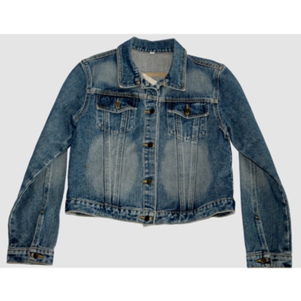 KGB Jeans Womens Medium Wash Denim Jacket Tiger Embroidered Back Trucker Jacket